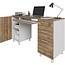 Modern Design By Crafts & comfort Venice Computer Desk - Office Desk with 3 Drawers & CPU Storage Cabinet - Laptop Workstation with Keyboard Tray & Cable Hole - Home & Office Supplies -Cass/White
