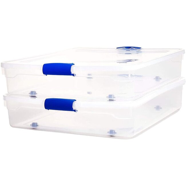 Homz 60Qt Underbed Storage Tote, Clear, 2-Pack, Wheels, Snap-On Lid -  Amazing Bargains USA - Buffalo, NY