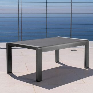 Coral Outdoor Aluminum Rectangle Coffee Table, Grey, Water Resistant