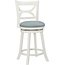 Glenda Cream Counter Stool with Blue Faux Leather Seat by Powell