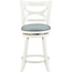 Glenda Cream Counter Stool with Blue Faux Leather Seat by Powell