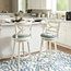 Glenda Cream Counter Stool with Blue Faux Leather Seat by Powell