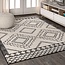 JONATHAN Y MOH200A-9 Amir Moroccan Beni Souk Indoor Area Rug, Bohemian, Scandinavian, Transitional, Bedroom, Kitchen, Living Room, Easy-Cleaning, Non-Shedding, 9 X 12, Cream/Black