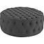 Modway Amour Fabric Upholstered Button-Tufted Round Ottoman in Gray