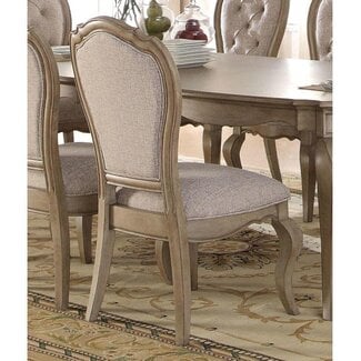 ACME Furniture Dining Chair, Beige Fabric & Antique Taupe