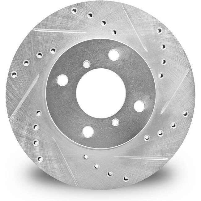 Drilled and Slotted Silver Zinc Brake Rotor 631-74058L
