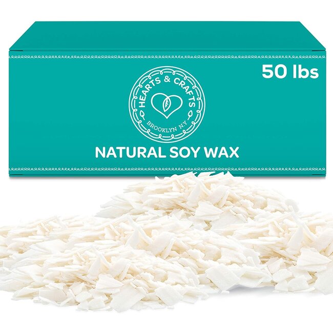 Hearts & Crafts Natural Soy Wax for Candle Making - 50lbs Natural Soy Wax -  2 Metal Centering
