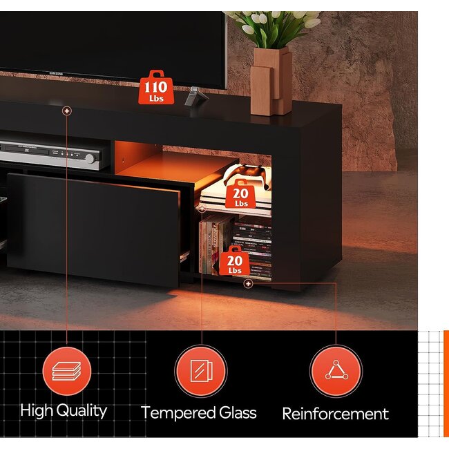 WLIVE LED TV Stand for 55/60/65/70 Inch TV, Modern Entertainment Center