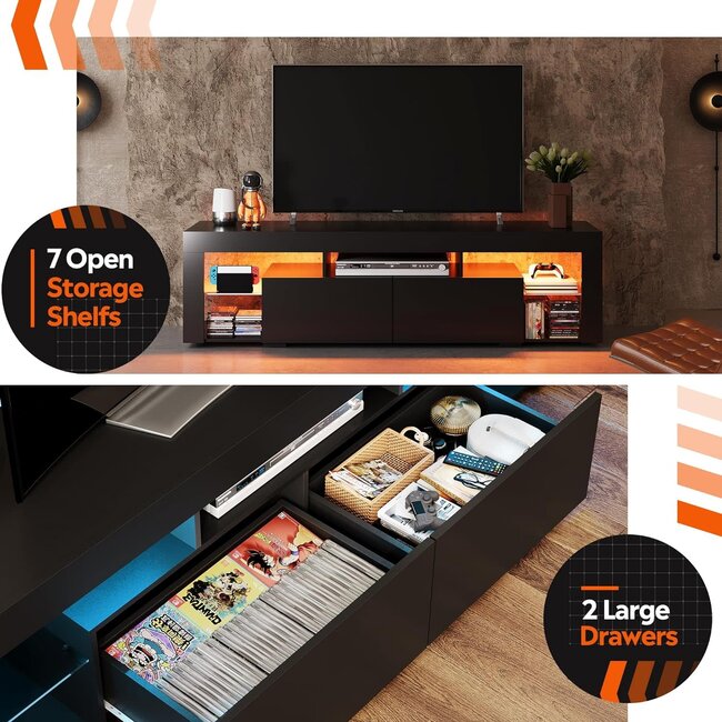 WLIVE LED TV Stand for 55/60/65/70 Inch TV, Modern Entertainment Center
