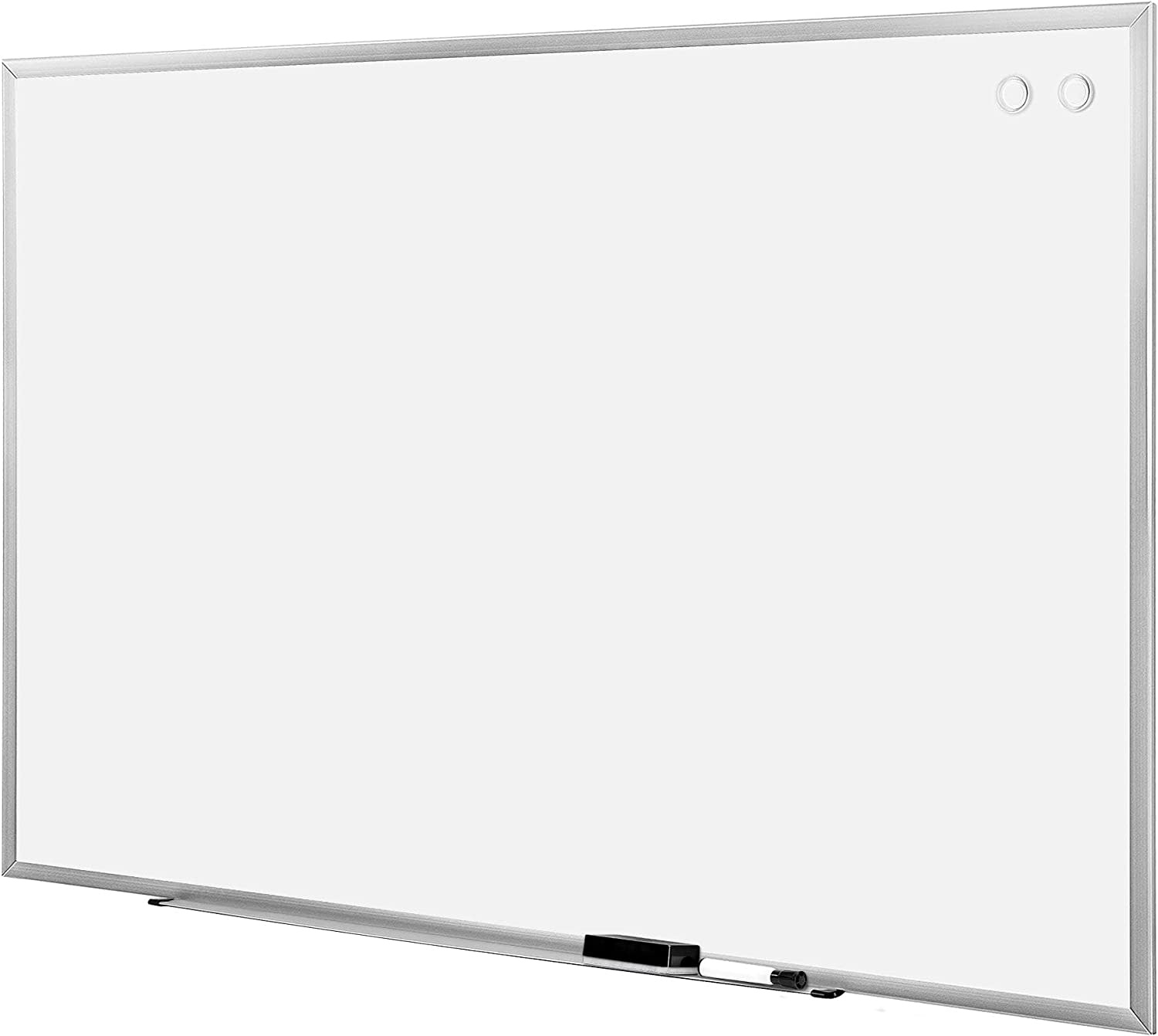 VIZ-PRO Dry Erase Board/Whiteboard, Non-Magnetic, 60 L x 48 W, Wall Mounted Board for School Office and Home