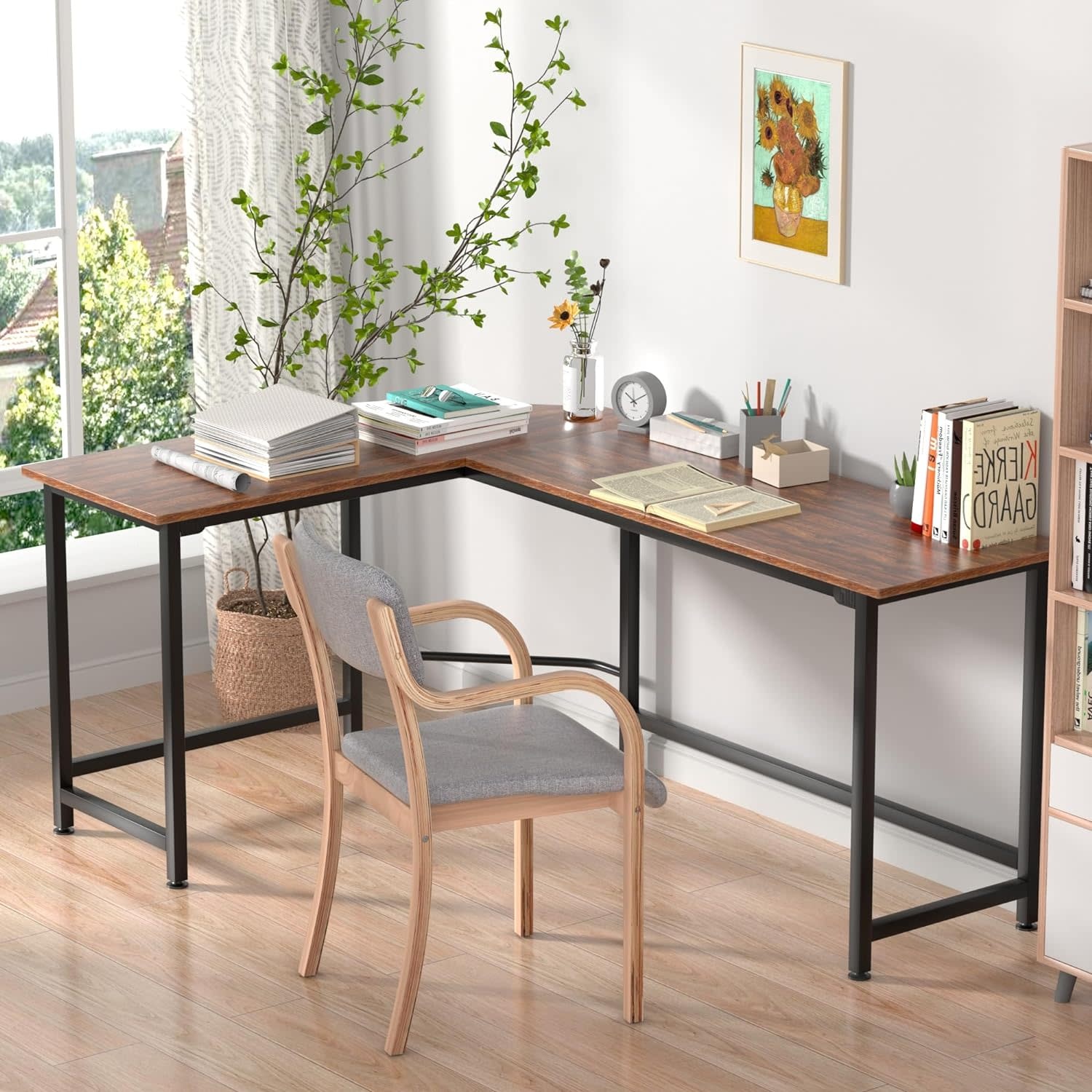 VECELO Computer Desk 47 L Shaped Heavy Duty Home Office Table