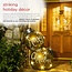 Alpine Corporation XL Merry Christmas Ornaments with 8 Warm White LED Lights and Timer, Indoor/Outdoor Light-Up Hanging Holiday Decor, Gold