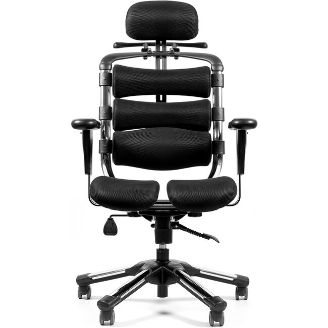 HARAchair Pascal Desk Chair with Three Swivel Cushions and Split Seat by Hara Chair, Dynamic Seat, Metal Base, Black Mesh Fabric, High Back Chair, Adjustable Headrest, Easy Assembly