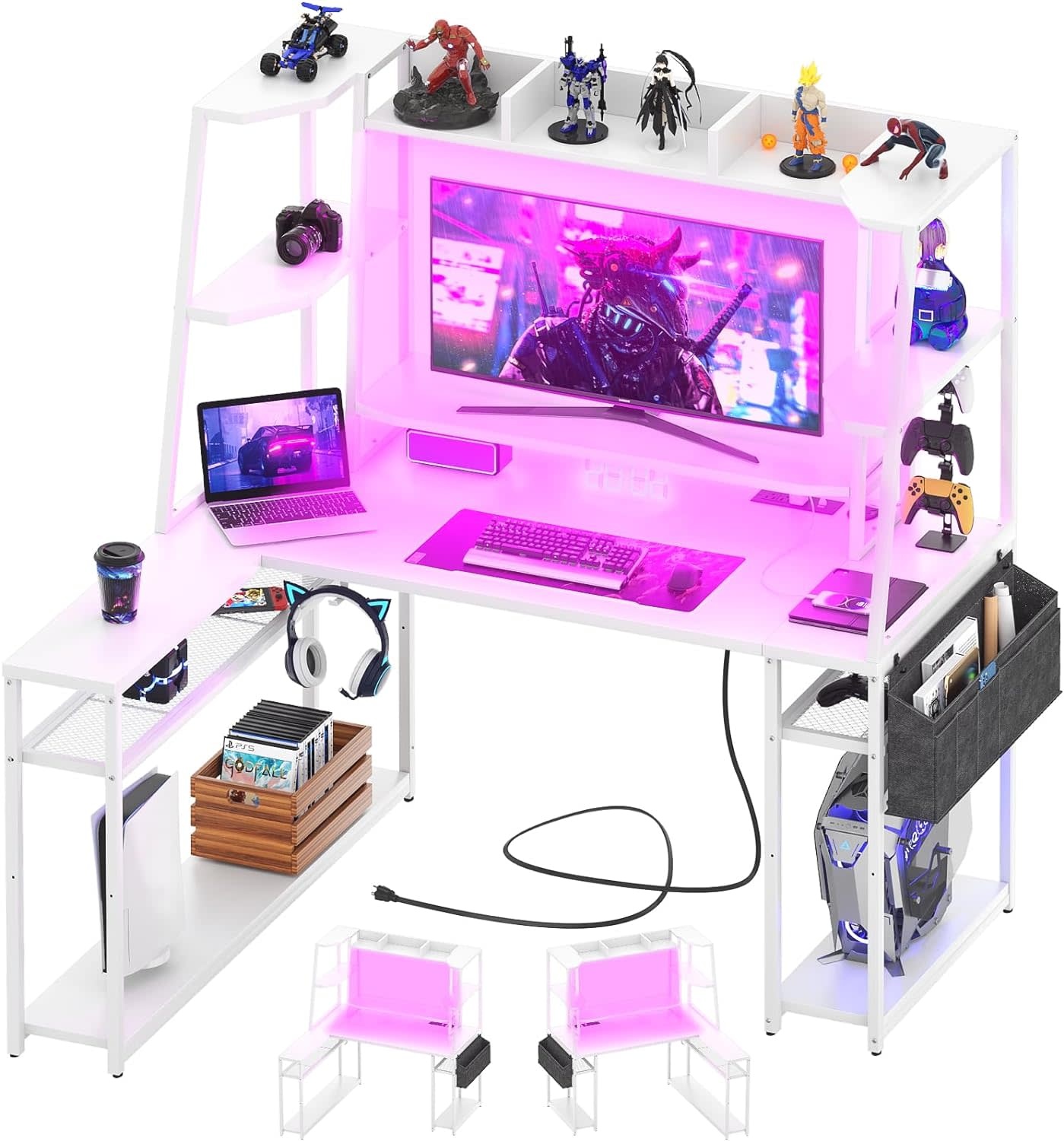  armocity Computer Desk with LED, Gaming Desk with