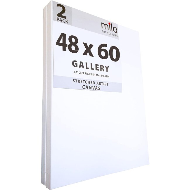 milo Stretched Artist Canvas 48x60 inches 2 Pack 1.5 inch Thick Gallery  Profile 15 oz Primed Large Canvases for Painting, Ready to Paint Art  Supplies