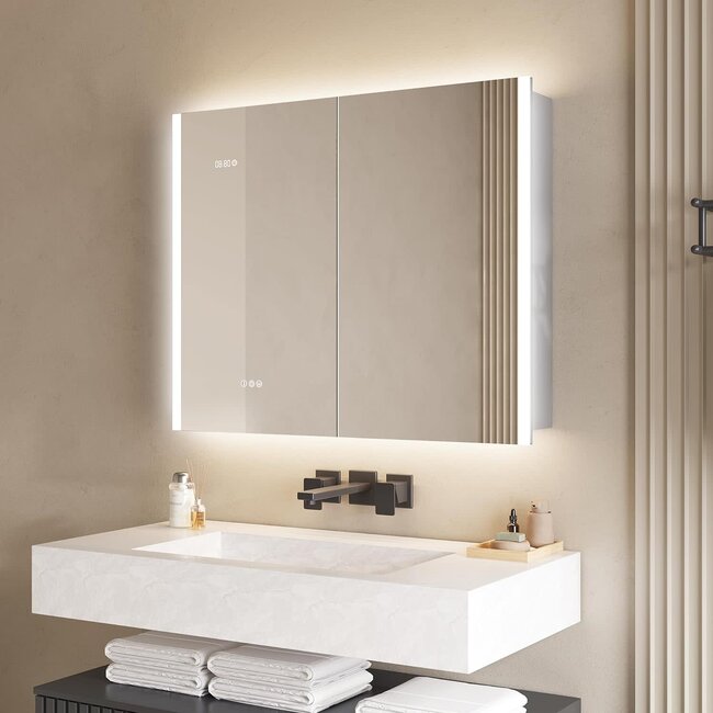 MIRPLUS 36 X 30 inch Bathroom Medicine Cabinet with LED Mirror