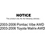 Front Rear Wheel Bearing And Hub Assembly Kit For 2003-2006 Toyota Matrix Pontiac Vibe AWD K70-101604