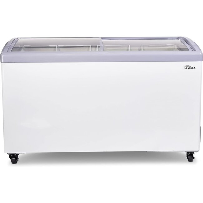 Premium Levella 7.4 cu ft Chest Freezer with Curved Glass Top in White