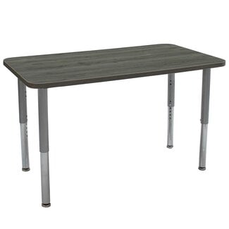 Factory Direct Partners 13122-281 La Madera Rectangle Activity Table (24" x 48"), Mobile-Capable Super Legs with Glides and Casters, Adjustable Height 19-30" - Gray Wood/Silver
