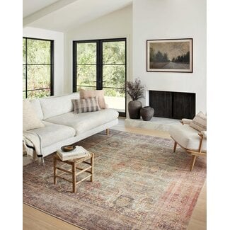 Loloi Amber Lewis x Loloi Georgie Collection GER-03 Jade / Sunset, 7'-6" x 9'-6", 0.19" Thick Area Rug
