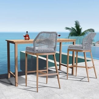 Voolex Outdoor Bar Stools Set of 2 Aluminum Bar Height Patio Chairs,Modern Style Waterproof Counter Stools Set of 2 for Backyard, Pool, Garden,330lb Capacity (2pcs Chairs Only)