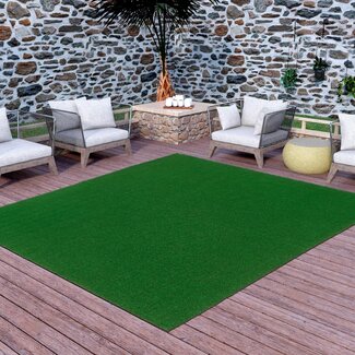 Waterproof Solid Grass Design Indoor/Outdoor 8x10 Modern Outdoor Artificial Grass Area Rug for Backyard, Patio, Garage, 7'10" x 9'10", Green