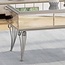 Ophelia Modern Mirrored Coffee Table with Drawer, Tempered Glass, Silver Iron Frame
