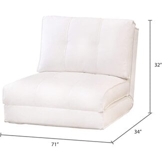 Abbyson Living Jackson Leather Chair - Modern Design, Sleeper Function, Faux Leather, White
