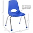 Factory Direct Partners 10380-BL 14" School Stack Chair, Stacking Student Seat with Chromed Steel Legs and Ball Glides for in-Home Learning or Classroom - Blue (4-Pack)