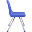 Factory Direct Partners 10380-BL 14" School Stack Chair, Stacking Student Seat with Chromed Steel Legs and Ball Glides for in-Home Learning or Classroom - Blue (4-Pack)