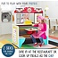 Lilâ€™ Jumbl Double-Sided Restaurant Playset for Kids, Wooden Pretend Diner Set, Kitchen Set with Cash Register, Burners, Faucet & Dispenser are Battery Operated and Make Realistic Sound & Light