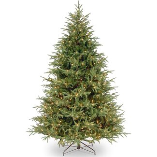 National Tree Company Pre-Lit 'Feel Real' Artificial Full Christmas Tree, Green, Frasier Grande, White Lights, Includes Stand, 7.5 Feet