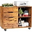 Sweetcrispy File Cabinet 3 Drawer - Storage Filing Cabinets Office Drawers Printer Stand Lateral Mobile Under Desk Organizer Wooden with Wheels Adjustable Shelves for Home, Room, Small Spaces, Rustic