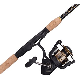 PENN 6’6” Battle III Fishing Rod and Reel Spinning Combo, 1 Graphite Composite Fishing Rod with 6 Reel, Durable, Break Resistant and Lightweight,Black/Gold