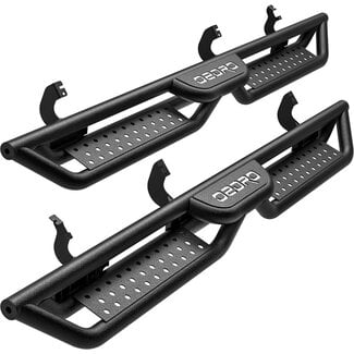 OEDRO Running Boards Compatible with 2022-2024 Toyota Tundra Double Cab, Bolt-on Side Steps Steel Nerf Bar, Two Stairs Design