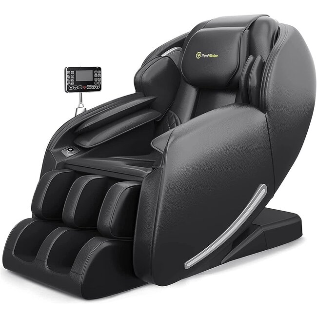 Real Relax Massage Chair, Full Body Zero Gravity SL-Track Shiatsu Massage Recliner Chair with Heat Body Scan Bluetooth Foot Roller, Favor-06 Black