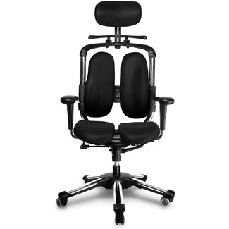 HARAchair Nietzsche UD â€“ Unique Ergonomic Chair with Split Seat and Dual Backrest by Hara Chair, Dynamic Seat, Metal Base, Black Mesh Fabric, Adjustable Headrest and Backrest