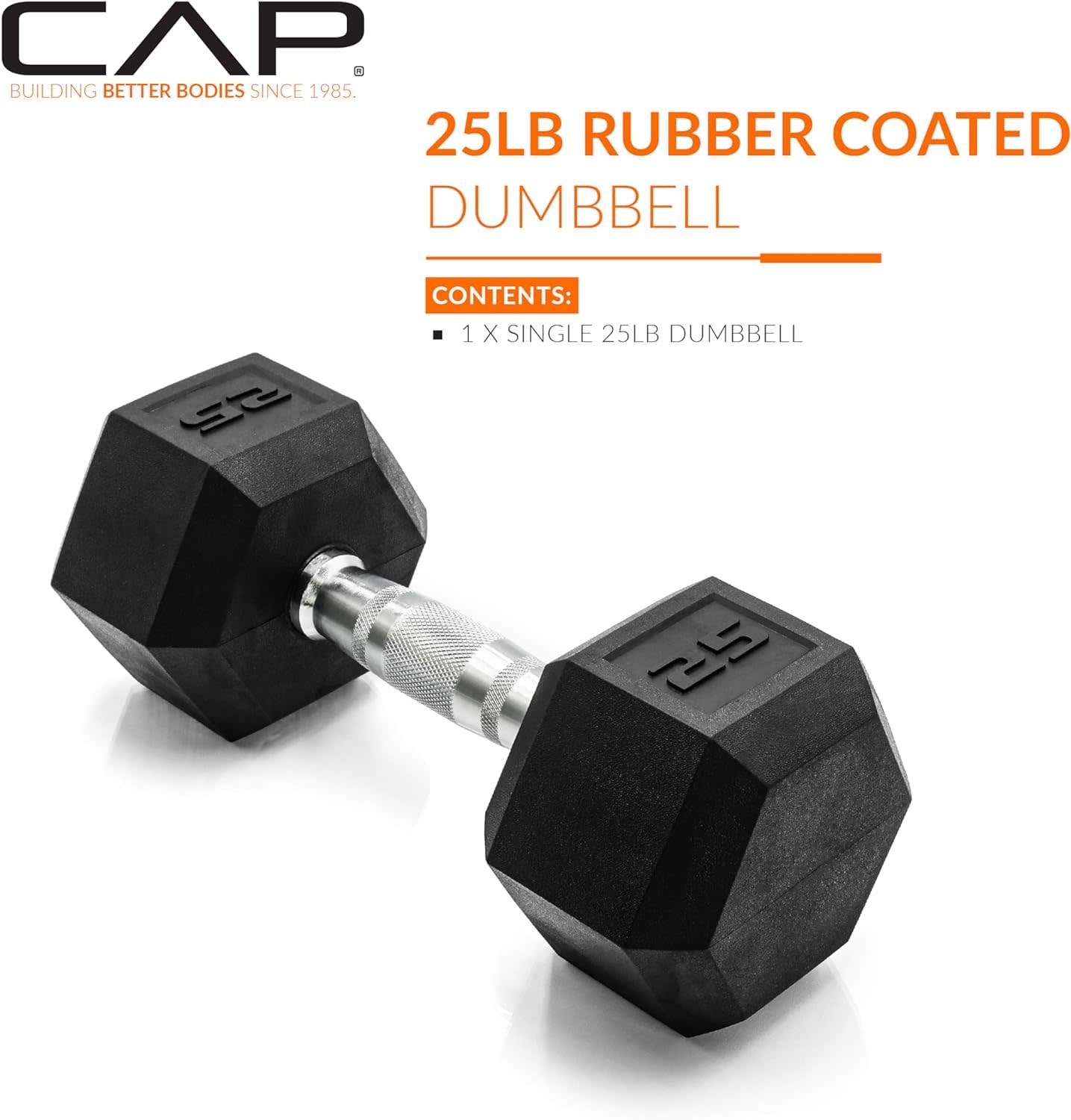 CAP Barbell 25 LB Coated Hex Dumbbell Weight New Edition