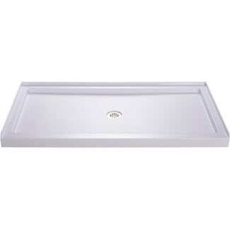 DreamLine SlimLine 36 in. D x 60 in. W x 2 3/4 in. H Center Drain Single Threshold Shower Base in White, DLT-1136600