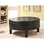 Round Upholstered Storage Ottoman with Tufted Top Dark Brown 501010