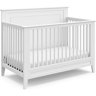 Storkcraft Solstice 4-in-1 Convertible Crib, White, Easily Converts to Toddler Bed Day Bed or Full Bed, Three Position Adjustable Height Mattress, Some Assembly Required