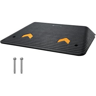 VEVOR Upgraded Rubber Threshold Ramp, 4" Rise Door Ramp with 1 Channel, Natural Rubber Car Ramp with Non-Slip Textured Surface, 33069Lbs Load Capacity Curb Ramp for Wheelchair and Scooter Black