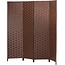 4 Panel Wood Mesh Woven Design Folding Wooden Screen Room Divider