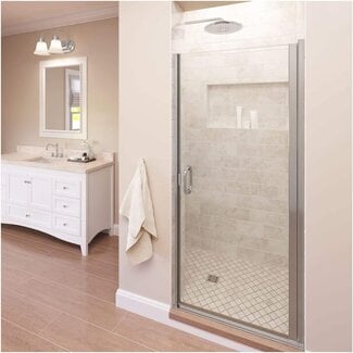 Basco Shower Door Infinity , Semi-Frameless Shower Door, AquaGlideXP Clear Glass, Silver Finish, 32.0625 - 33 in. wide x 72 in. high