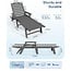 Chaise Lounge Chairs for Outside, HDPE, Outdoor Lounge Chair with 6 Positions Adjustable Backrest, Weather-Resistant Pool Lounge Chairs with Cup Holder for Outdoor Patio Poolside Deck, Grey