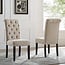 Roundhill Furniture Leviton Solid Wood Tufted Asons Dining Chairs, Set of 2, Tan