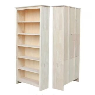 72 in. Unfinished Wood 6-shelf Standard Bookcase with Adjustable Shelves