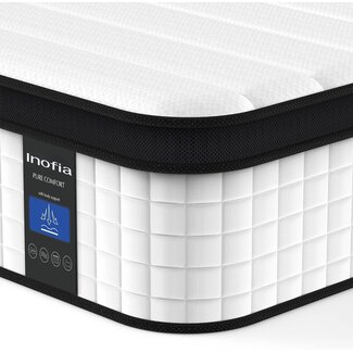 Inofia King Mattress, 12 Inch Hybrid Innerspring King Size Mattress, Cool Bed with Breathable Soft Knitted Fabric Cover,