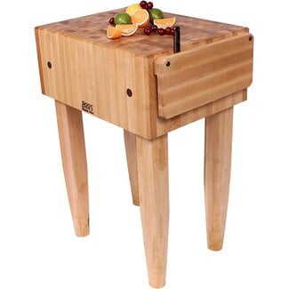 John Boos PCA2 Maple Wood End Grain Solid Butcher Block with Side Knife Slot, 24 Inches x 18 Inches x 10 Inch Top, 34 Inches Tall, Natural Maple Legs