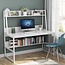Tribesigns Computer Desk with Hutch, 47 inches Home Office Desk with Space Saving Design with Bookshelf for Small Spaces (All White, 47)